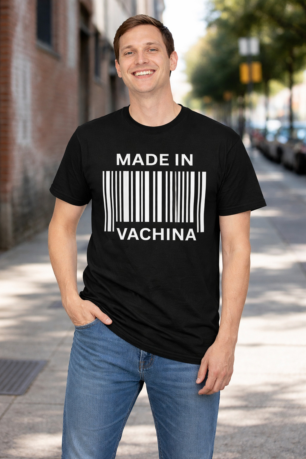 Made In Barcode Graphic T-Shirt